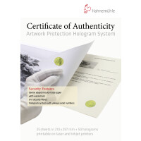 Hahnemühle Certificate of Authenticity 25 sheets A4 with 50 holograms