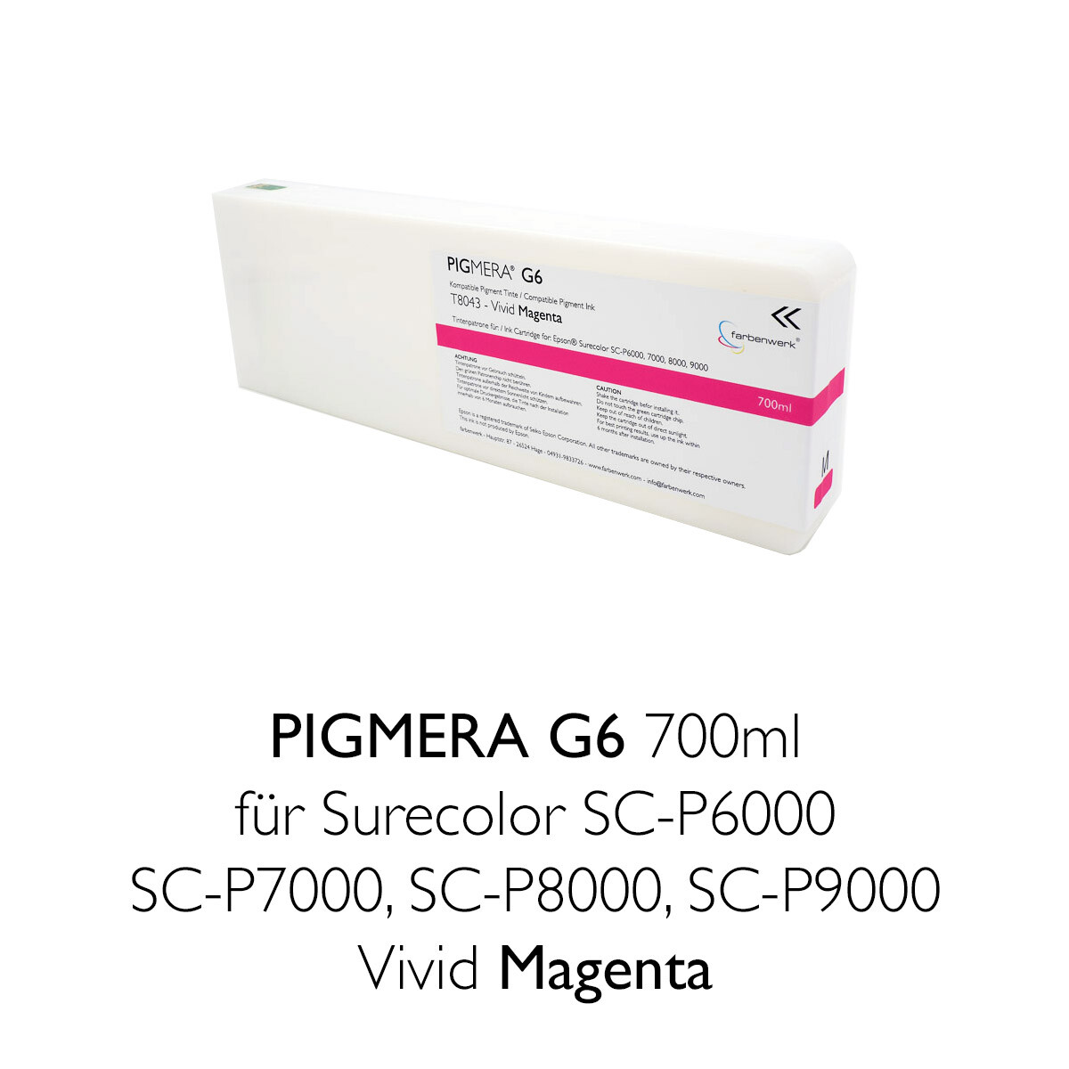 farbenwerk Pigmera G6 ink cartridge 700ml T8043 Vivid...