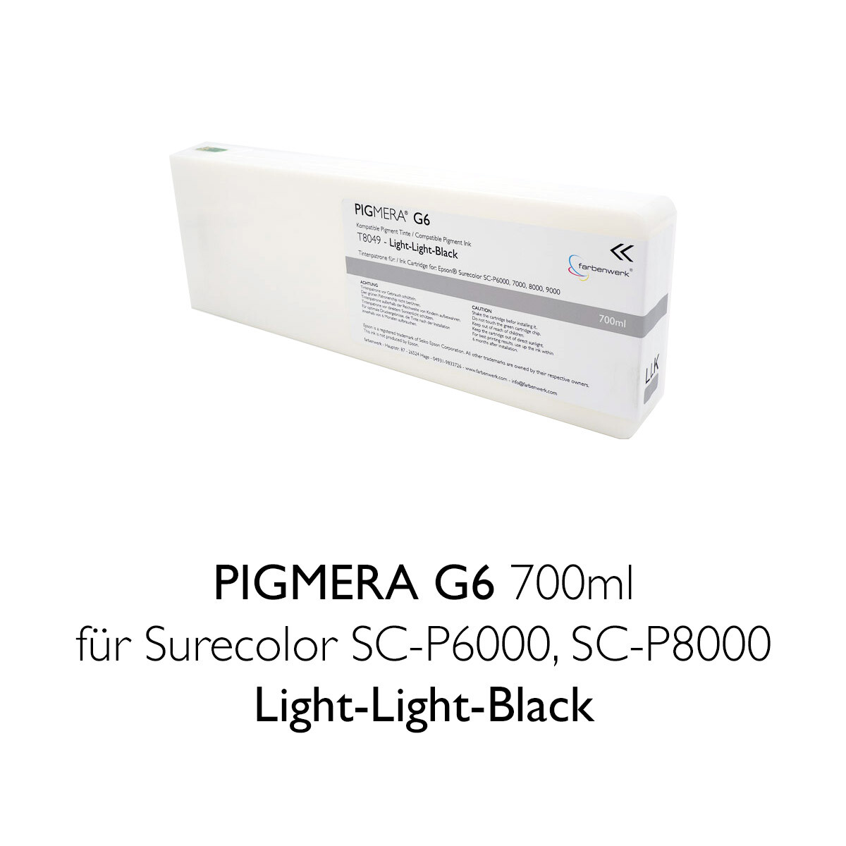 Kompatible Tintenpatrone Pigmera G6 700ml T8049...
